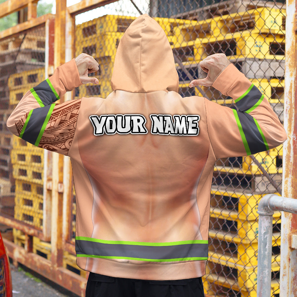 Funny Chest Hair Tattoo Hi-Vis Hoodie