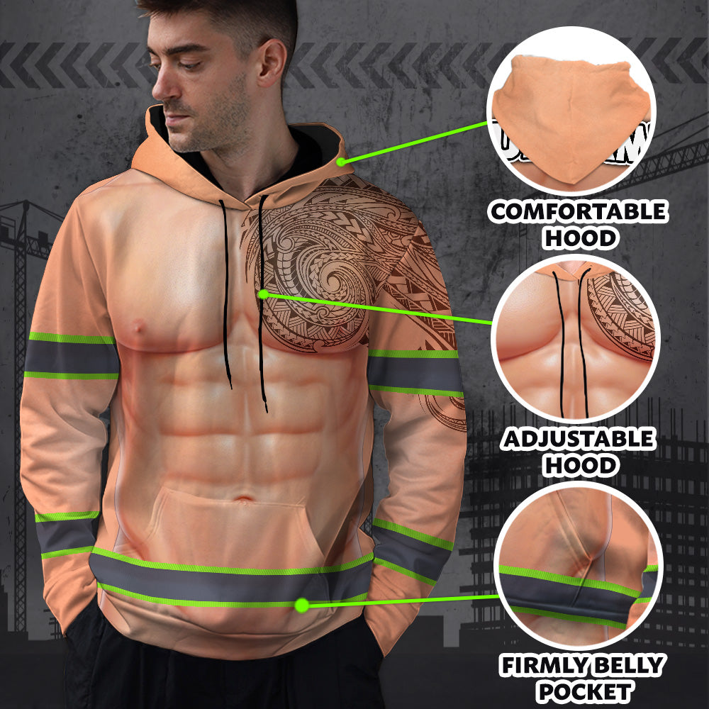 Funny Chest Hair Tattoo Hi-Vis Hoodie