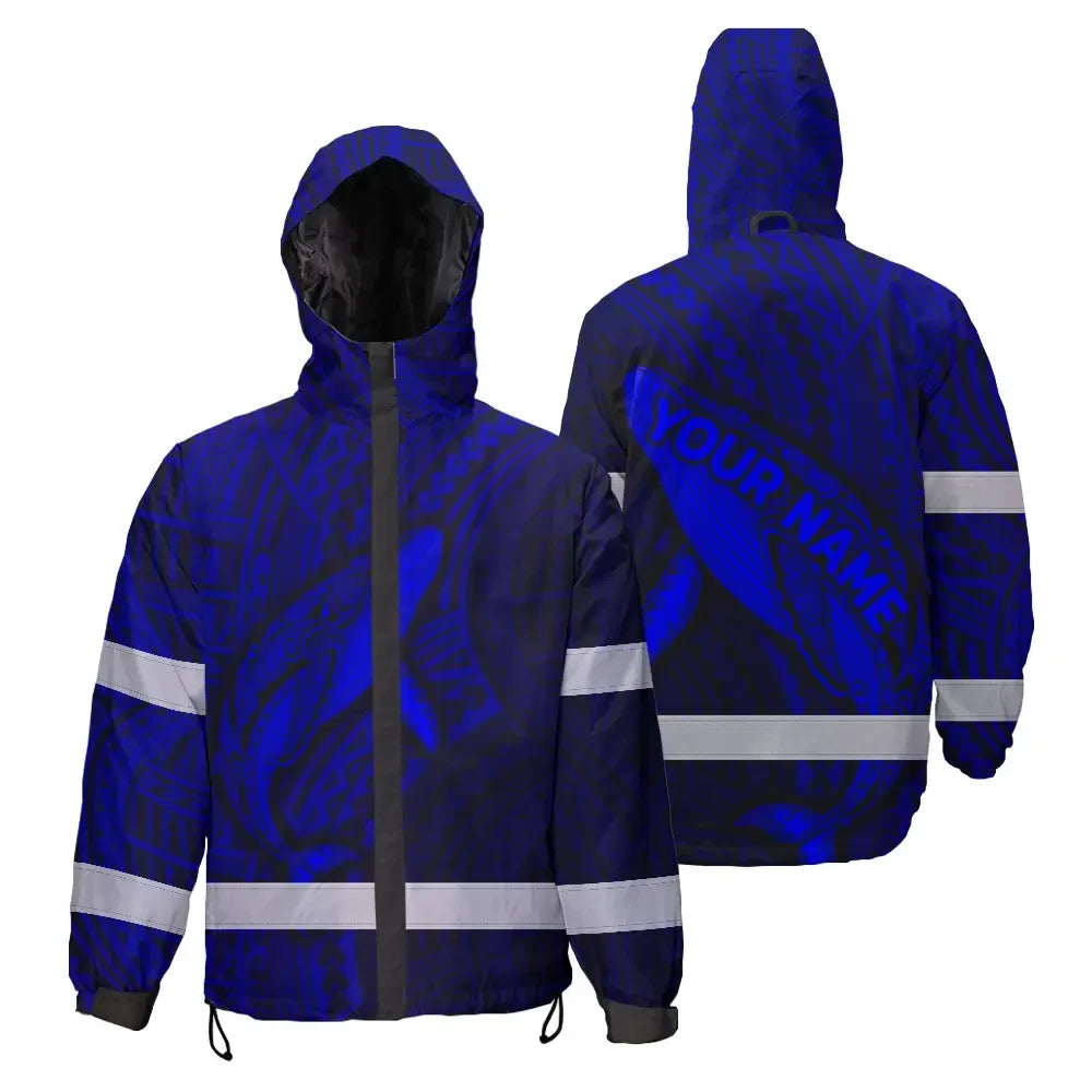 Blue Neon Hawaii Whale Hi-Vis Waterproof Jacket
