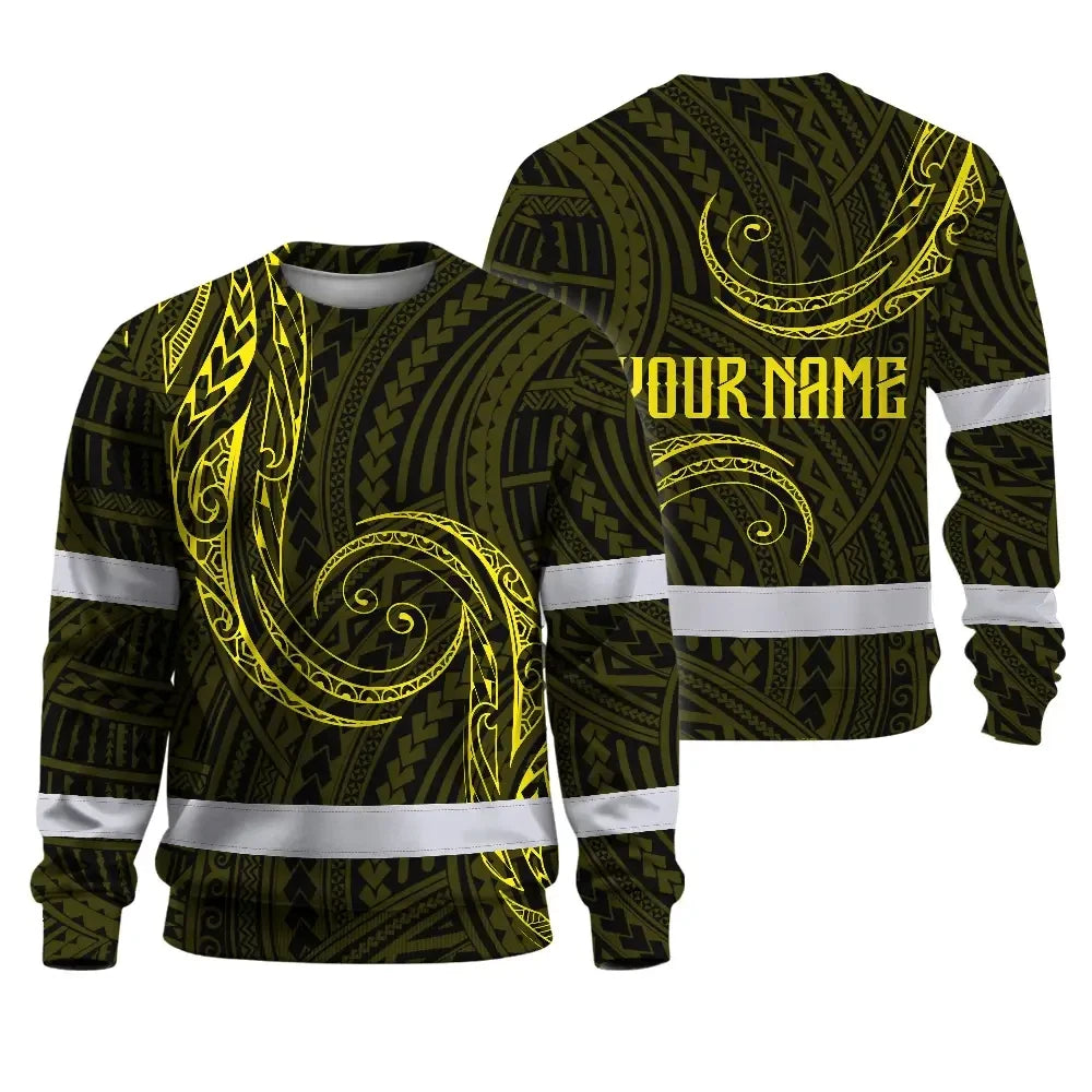 Hi Vis Long Sleeve Reflective Tapes Yellow Neon Hawaii Whale Hi-Vis Work Shirt