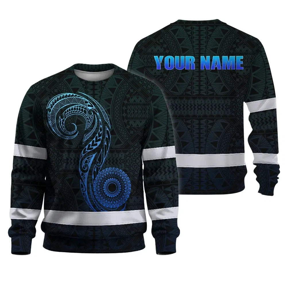 Gradient Blue Neon Hawaii Hi-Vis Long Sleeve Shirt