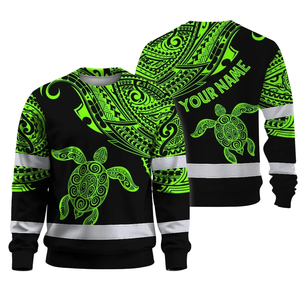 Green Neon Turtle Hawaii Hi-Vis Long Sleeve Shirt