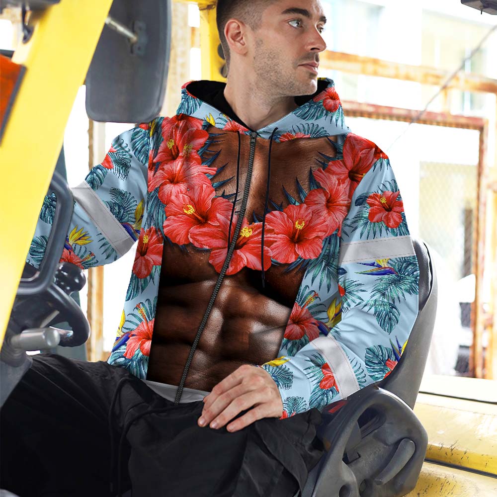 Funny Muscle Hi-Vis Zip Hoodie