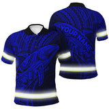 Hi Vis Polo Shirt Reflective Tapes Blue Neon Hawaii Whale Custom