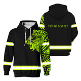 Hi Vis Hoodie Reflective Tapes Lion Hawaiian Polynesian Tribal Custom Name Safety Workwear For Workers, Runners, Cyclists
