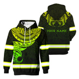 Hi Vis Hoodie Reflective Tapes Green Gradient Hawaiian Polynesian Tribal Custom Name Safety Workwear