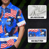 Hi Vis Hawaiian Shirt Reflective Tapes US Flag Blue Custom Name Safety Workwear For Workers, Truckers, Operators, Independence