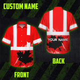 Hi Vis Hawaiian Shirt Reflective Tapes Red Neon Canada Flag Custom Name Safety Workwear For Workers, Truckers, Operators, Canadian