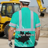 Hi Vis Hawaiian Shirt Reflective Tapes Mint Neon Canada Flag Custom Name Safety Workwear For Workers, Truckers, Operators, Canadian
