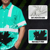 Hi Vis Hawaiian Shirt Reflective Tapes Mint Neon Canada Flag Custom Name Safety Workwear For Workers, Truckers, Operators, Canadian