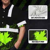 Hi Vis Hawaiian Shirt Reflective Tapes Black Green Neon Canada Flag Custom Name Safety Workwear For Workers, Truckers, Operators, Canadian