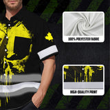 Hi Vis Hawaiian Shirt Reflective Tapes Yellow Skull And CA Flag Custom Name Safety Workwear For Workers, Truckers, Operators, Canadian