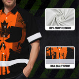 Hi Vis Hawaiian Shirt Reflective Tapes Orange Skull CA Custom Name Safety Workwear For Workers, Truckers, Operators, Canadian