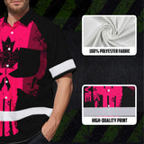 Hi Vis Hawaiian Shirt Reflective Tapes Pink Skull CA Custom Name Safety Workwear For Workers, Truckers, Operators, Canadian