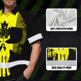 Hi Vis Hawaiian Shirt Reflective Tapes Yellow Skull CA Custom Name Safety Workwear For Workers, Truckers, Operators, Canadian