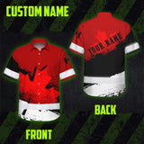 Hi Vis Hawaiian Shirt Reflective Tapes Red Neon White Canada Flag Custom Name Safety Workwear For Workers, Truckers, Operators, Canadian