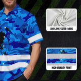 Hi Vis Hawaiian Shirt Reflective Tapes Blue Neon Camo Canada Flag Custom Name Safety Workwear For Workers, Truckers, Operators, Canadian