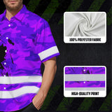 Hi Vis Hawaiian Shirt Reflective Tapes Violet Neon Camo Canada Flag Custom Name Safety Workwear For Workers, Truckers, Operators, Canadian