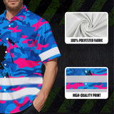 Hi Vis Hawaiian Shirt Reflective Tapes Blue Pink Camo Canada Flag Custom Name Safety Workwear For Workers, Truckers, Operators, Canadian
