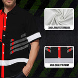 Hi Vis Hawaiian Shirt Reflective Tapes Red Neon Mechanic Custom Name Safety Workwear For Mechanists, Workers, Truckers, Operators