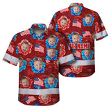 Hi Vis Hawaiian Shirt Reflective Tapes US Flag Red Custom Name And Image Safety Workwear For Workers, Truckers, Operators, Independence