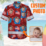 Hi Vis Hawaiian Shirt Reflective Tapes US Flag Red Custom Name And Image Safety Workwear For Workers, Truckers, Operators, Independence