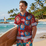 Hi Vis Hawaiian Shirt Reflective Tapes US Flag Red Custom Name And Image Safety Workwear For Workers, Truckers, Operators, Independence