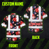 Hi Vis Hawaiian Shirt Reflective Tapes Texas Custom Name Safety Workwear For Cowboy, Mechanics, Workers, Truckers, Operators