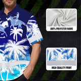 Hi Vis Hawaiian Shirt Reflective Tapes Gradient Blue Cowboy Custom Name Safety Workwear For Mechanics, Workers, Truckers, Operators