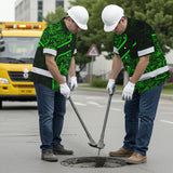 Hi Vis Hawaiian Shirt Reflective Tapes Green Neon Mechanic 2 Custom Name Safety Workwear For Mechanists, Workers, Truckers, Operators