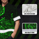 Hi Vis Hawaiian Shirt Reflective Tapes Green Neon Mechanic 2 Custom Name Safety Workwear For Mechanists, Workers, Truckers, Operators