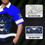 Hi Vis Hawaiian Shirt Reflective Tapes White Blue Neon Mechanic Custom Name Safety Workwear For Mechanists, Workers, Truckers, Operators