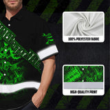 Hi Vis Hawaiian Shirt Reflective Tapes Green Neon Mechanic 3 Custom Name Safety Workwear For Mechanists, Workers, Truckers, Operators