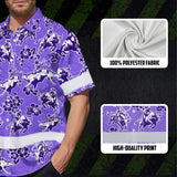 Hi Vis Hawaiian Shirt Reflective Tapes Violet Neon Cowboy Custom Name Safety Workwear For Mechanics, Workers, Truckers, Operators