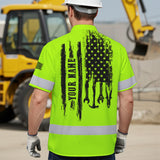 Hi Vis Hawaiian Shirt Reflective Tapes Lime Neon Mechanic 2 Custom Name Safety Workwear For Mechanists, Workers, Truckers, Operators