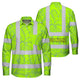 Hi Vis Hawaiian Long Sleeve Shirt Reflective Tapes Green Neon Flowers Hi-Vis Long Sleeve Shirt