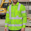 Hi Vis Hawaiian Long Sleeve Shirt Reflective Tapes Green Neon Flowers Hi-Vis Long Sleeve Shirt