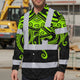Hi Vis Hawaiian Long Sleeve Shirt Reflective Tapes  Octopus Hi-Vis Long Sleeve Shirt