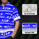 Hi Vis Hawaiian Shirt Reflective Tapes Blue Neon White Cowboy Custom Name Safety Workwear For Mechanics, Workers, Truckers, Operators