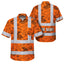 Orange Neon Waves Sea Pattern Hi-Vis Hawaiian Shirt