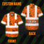 Orange Neon Waves Sea Pattern Hi-Vis Hawaiian Shirt