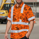 Orange Neon Waves Sea Pattern Hi-Vis Hawaiian Shirt
