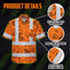Orange Neon Waves Sea Pattern Hi-Vis Hawaiian Shirt