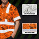 Orange Neon Waves Sea Pattern Hi-Vis Hawaiian Shirt