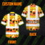 Gradient Orange Yellow Neon Waves Sea Pattern Hi-Vis Hawaiian Shirt
