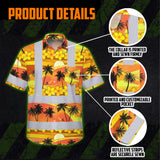 Hi Vis Hawaiian Shirt Reflective Tapes Gradient Orange Yellow Neon Waves Sea Pattern Custom Name Safety Workwear For Mechanics, Workers, Truckers, Operators