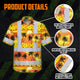 Gradient Orange Yellow Neon Waves Sea Pattern Hi-Vis Hawaiian Shirt