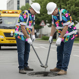 Hi Vis Hawaiian Shirt Reflective Tapes Surfboard Flower Sea Pattern Custom Name Safety Workwear For Mechanics, Workers, Truckers, Operators