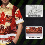 Hi Vis Hawaiian Shirt Reflective Tapes Red Canada Flag Tree Custom Name Safety Workwear For Mechanics, Workers, Truckers, Operators