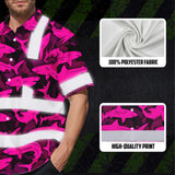 Hi Vis Hawaiian Shirt Reflective Tapes Pink Camo Shark Sea Pattern Custom Name Safety Workwear For Mechanics, Workers, Truckers, Operators